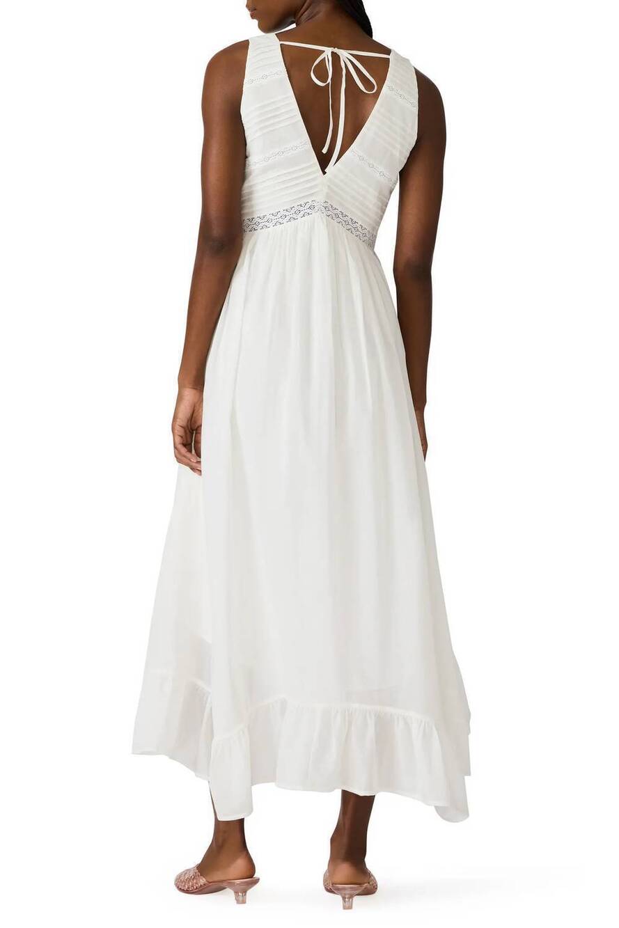 NEW STEVE MADDEN miah lace trim sleeveless high-low maxi dress in antique - Picture 3 of 4